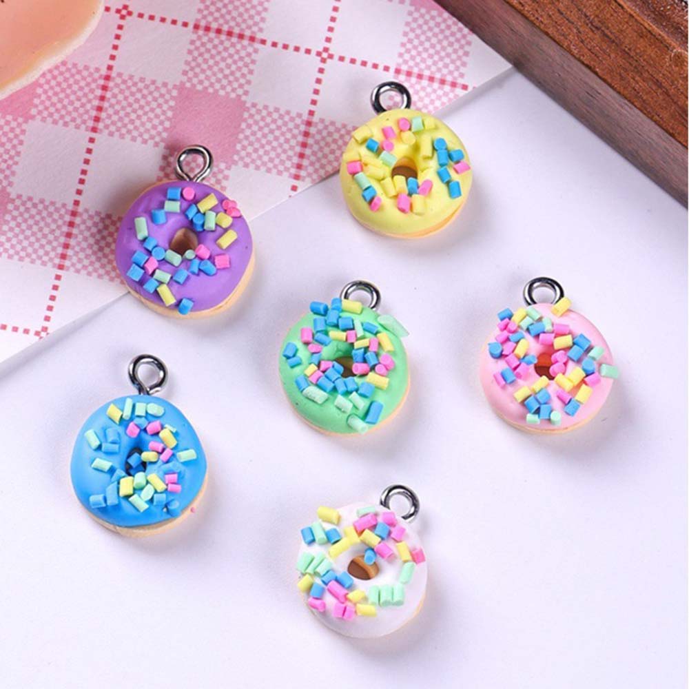 Men Accessories Pendant - 10Pcs Random Colors Mixed Donuts Cake