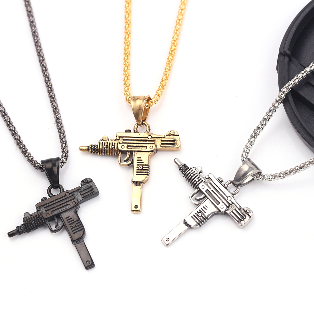 Punk Uzi Pistol Machine Gun Ne - Men Accessories Pendant review and price