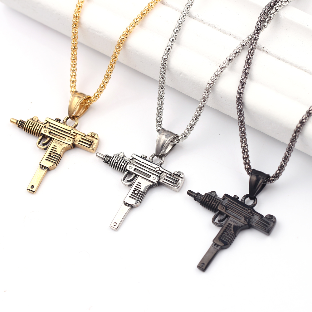 Punk Uzi Pistol Machine Gun Ne - Men Accessories Pendant review and price