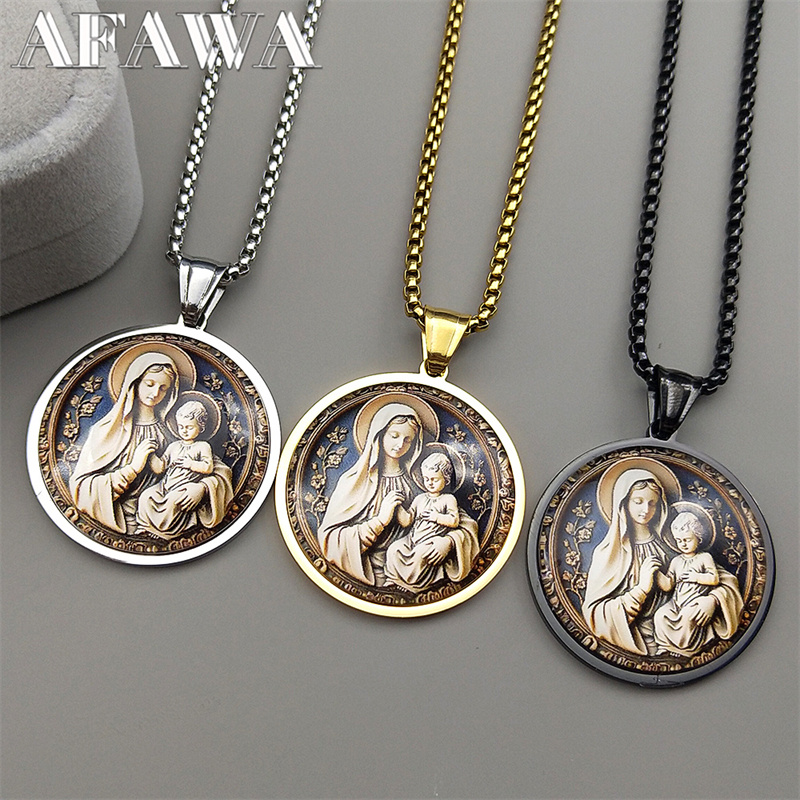 Virgin Mary Hold Baby Jesus Gl - Men Accessories Chain review and price