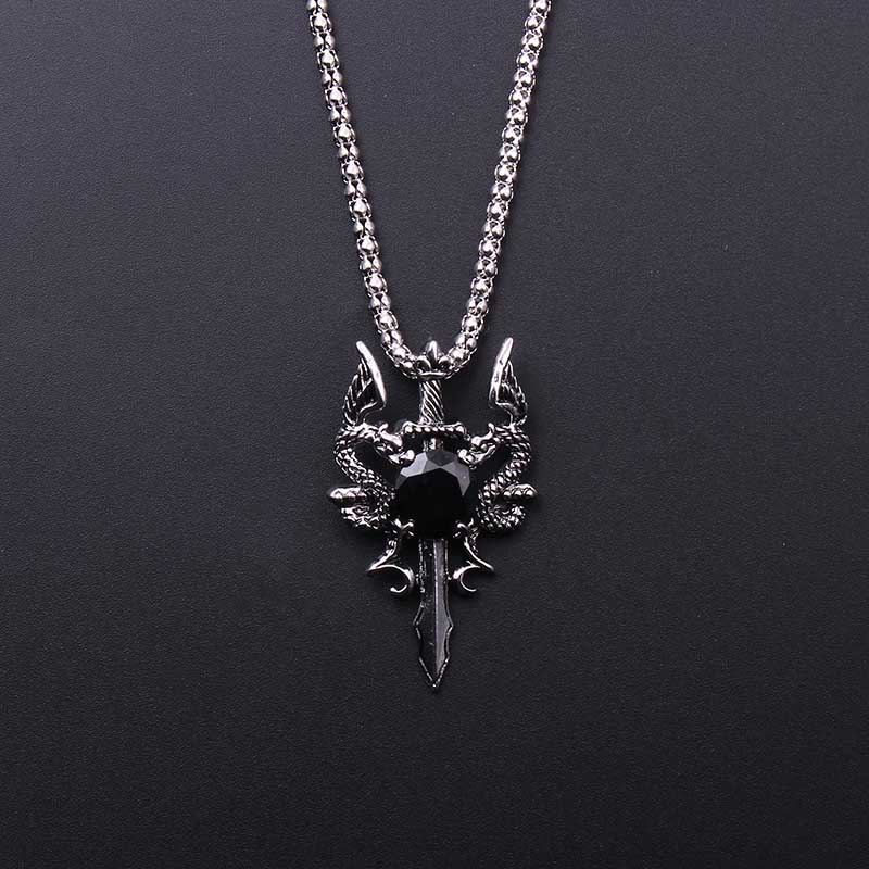 Double Dragon Black Gem Cross  - Men Accessories Pendant review and price