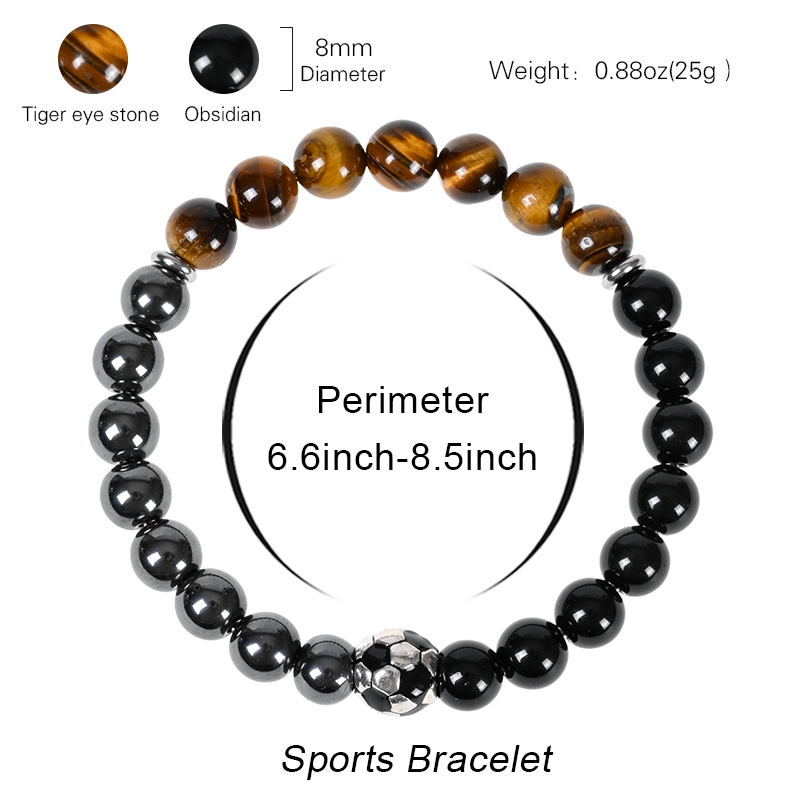 Soccer Bracelet Black Obsidian - Men'S Accessories Gift Ideas review and price