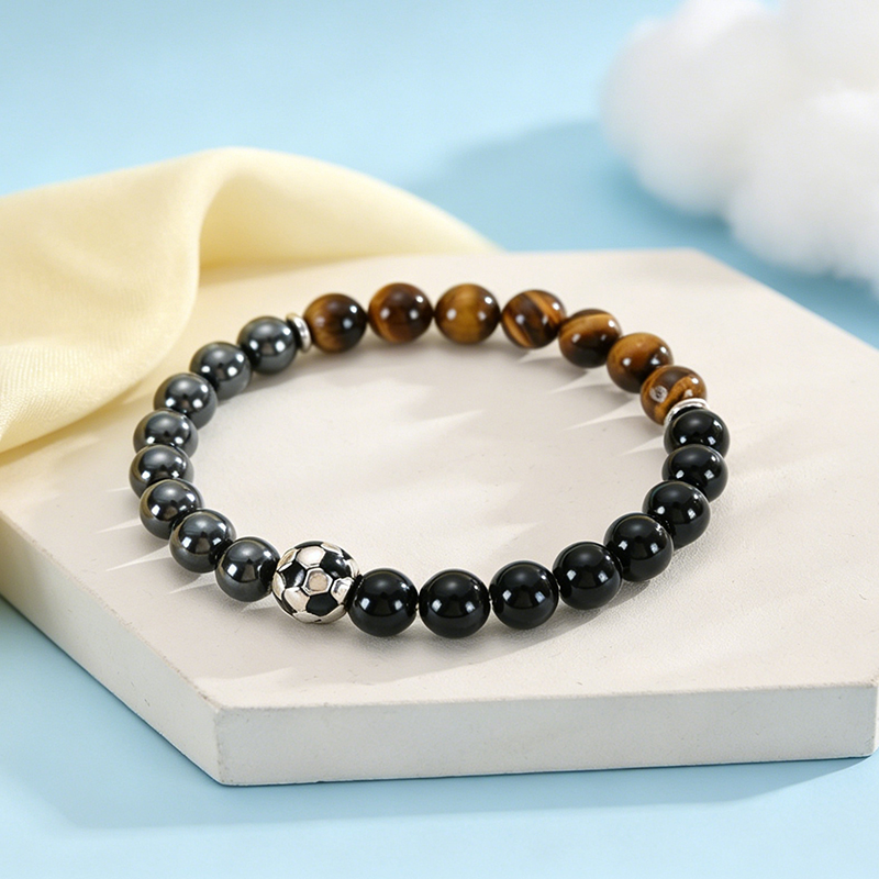Soccer Bracelet Black Obsidian - Men'S Accessories Gift Ideas review and price
