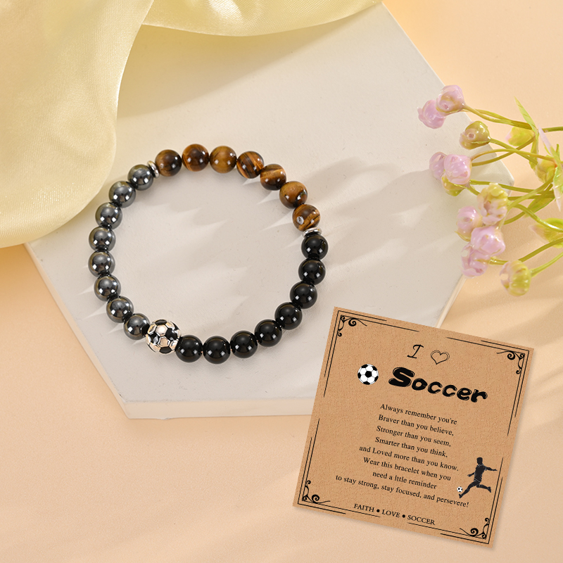 Soccer Bracelet Black Obsidian - Men'S Accessories Gift Ideas review and price